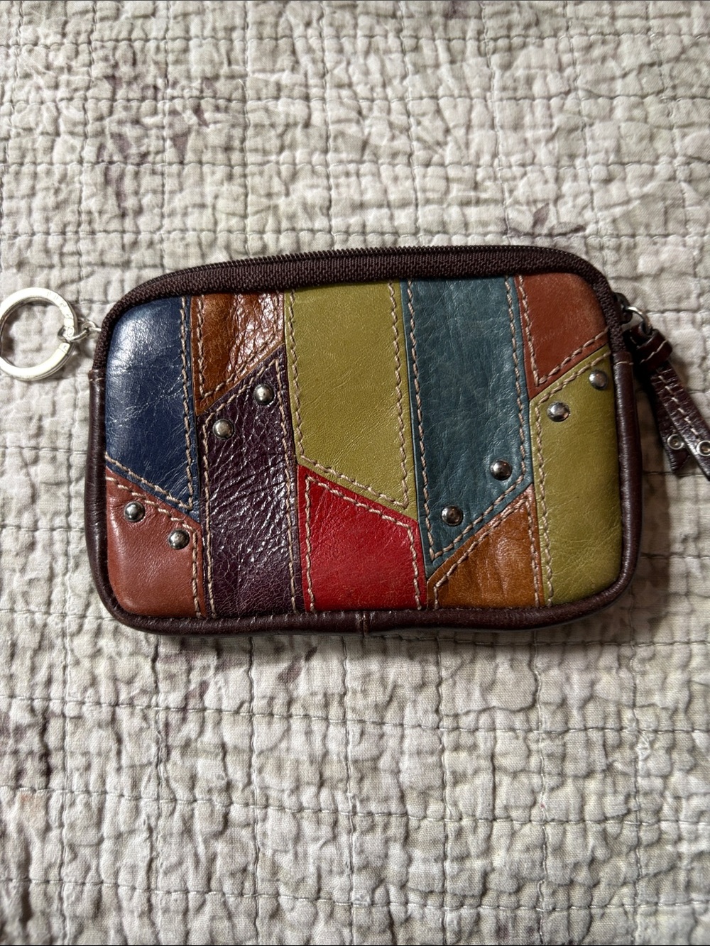 Fossil Multi-Color Patchwork Leather Wristlet Pouch